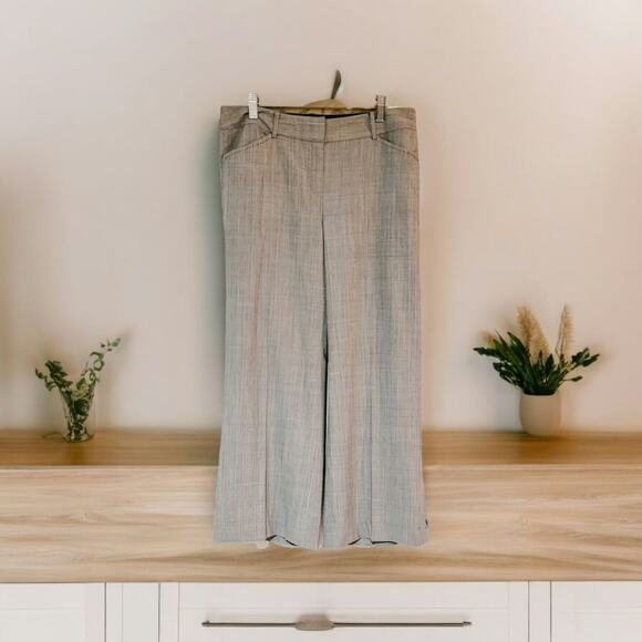 T Tahari mocha wool blend glen plaid flared mid rise dress pants size 4 - Picture 16 of 16